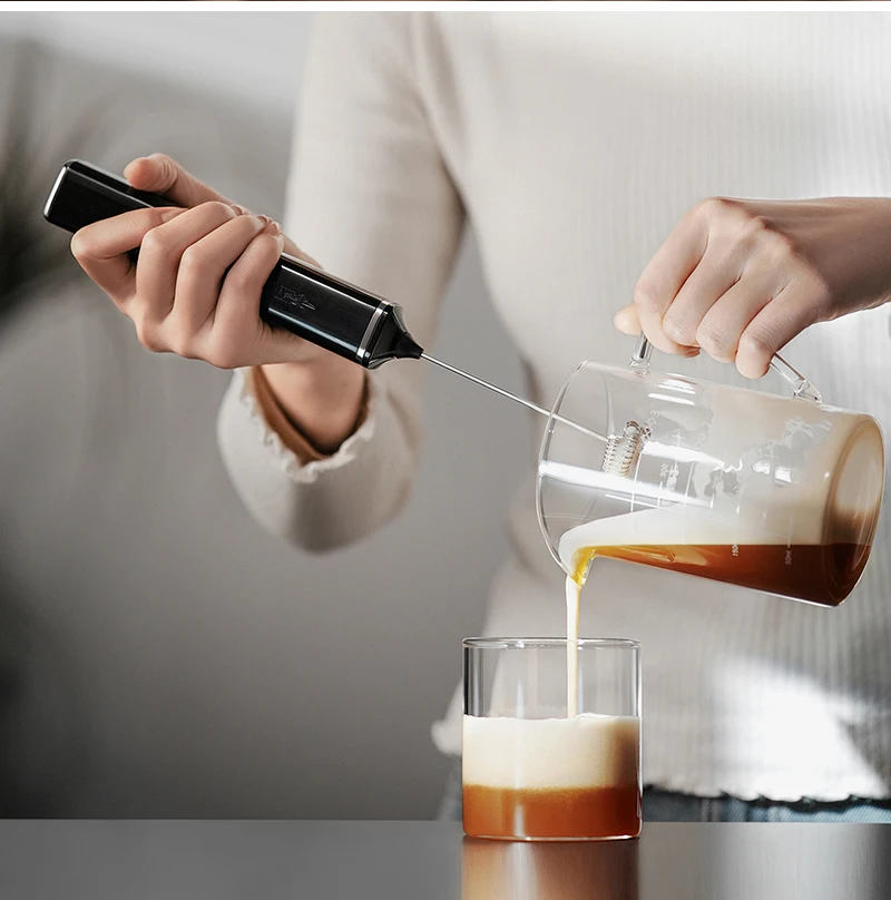 MHW-3BOMBER Elektrischer Milchaufschäumer mit Doppel-Schneebesenköpfen, Handgehaltener Schaumerzeuger, Typ-C Aufladbar, Kaffee-Latte-Cappuccino-Mixer – Detail 21