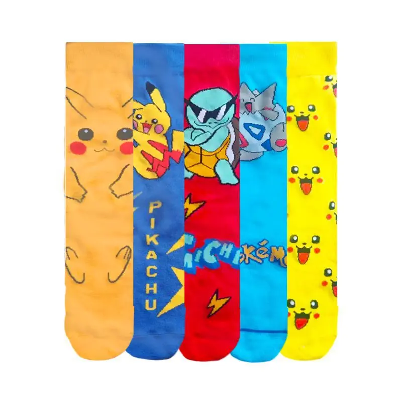 New Anime Pokemon Long Stockings Cute Pikachu Autumn Winter Warm Socks Hip Hop Skateboard Long Knitted Socks Christmas Gifts