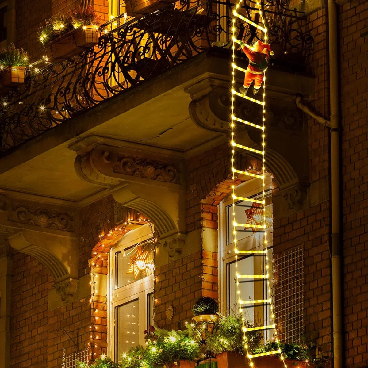 Escalera de escalada de Papá Noel de 3M, decoración navideña al aire libre, adorno de árbol de Navidad para el jardín del hogar, regalo de Año Nuevo, decoración de árbol de Navidad