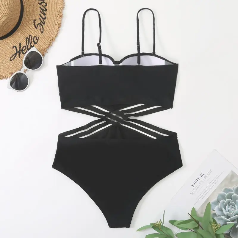 2025 Push Up Swimsuit One Piece Sexy Monokini Solid Swimwear Women Bathers Bathing Swimming Swim Suit Female Summer Beachwear image 3
