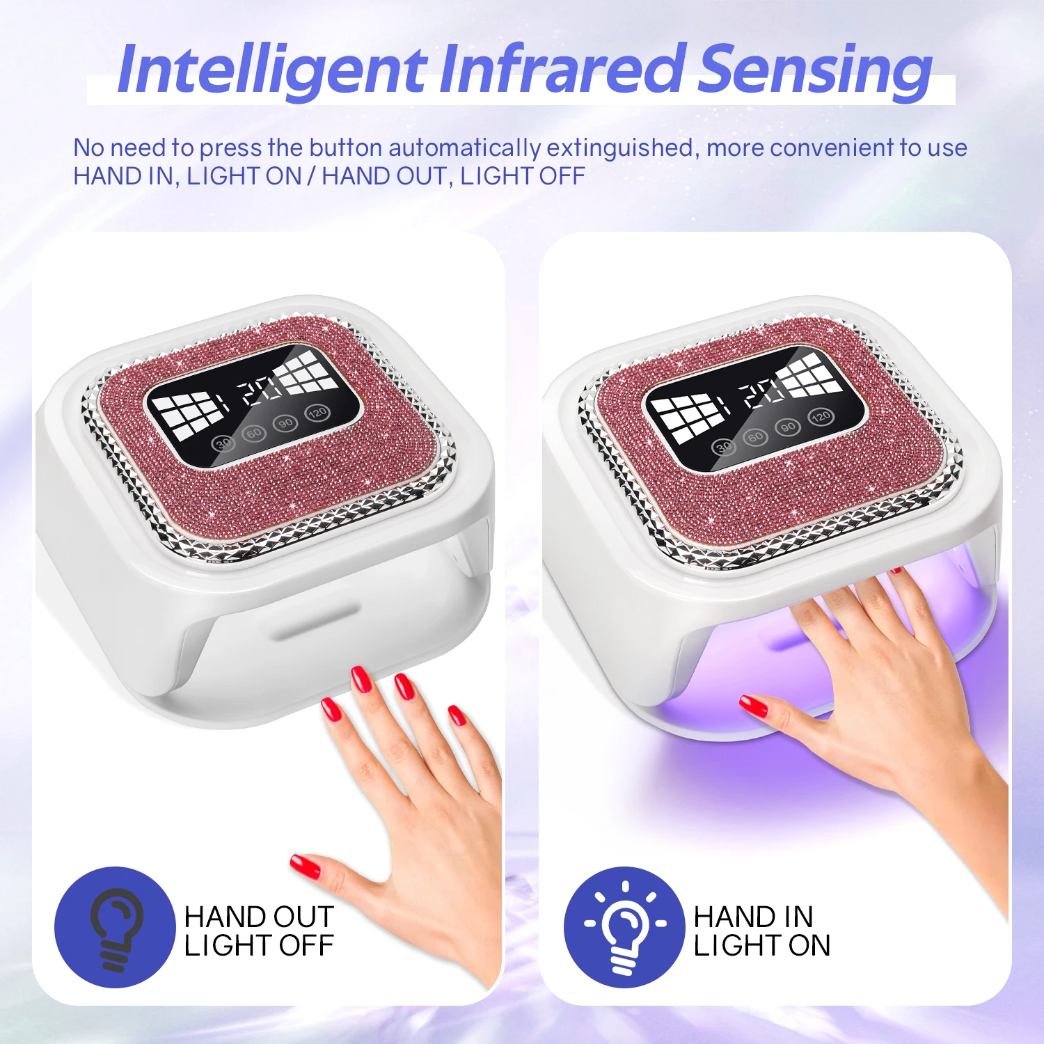 80W UV LED Nail Lamp With 4 Timers Setting Wireless 36LEDS Nail Dryer For Curing All Gel Nail Polish Home Manicure Salon Use