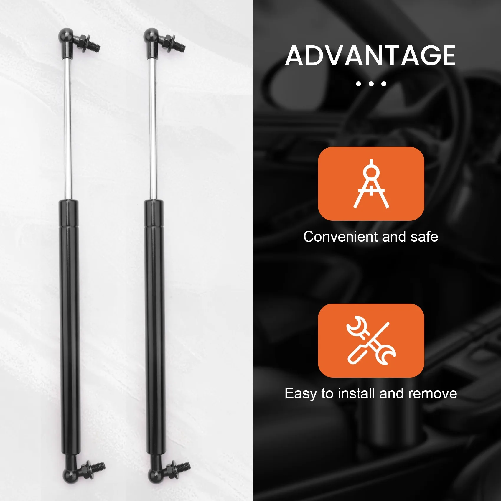 2Pcs Bonnet Hood Lift Supports Shock Gas Struts For Nissan Patrol Y61 Y62 1997-2018 Steel 41Cm