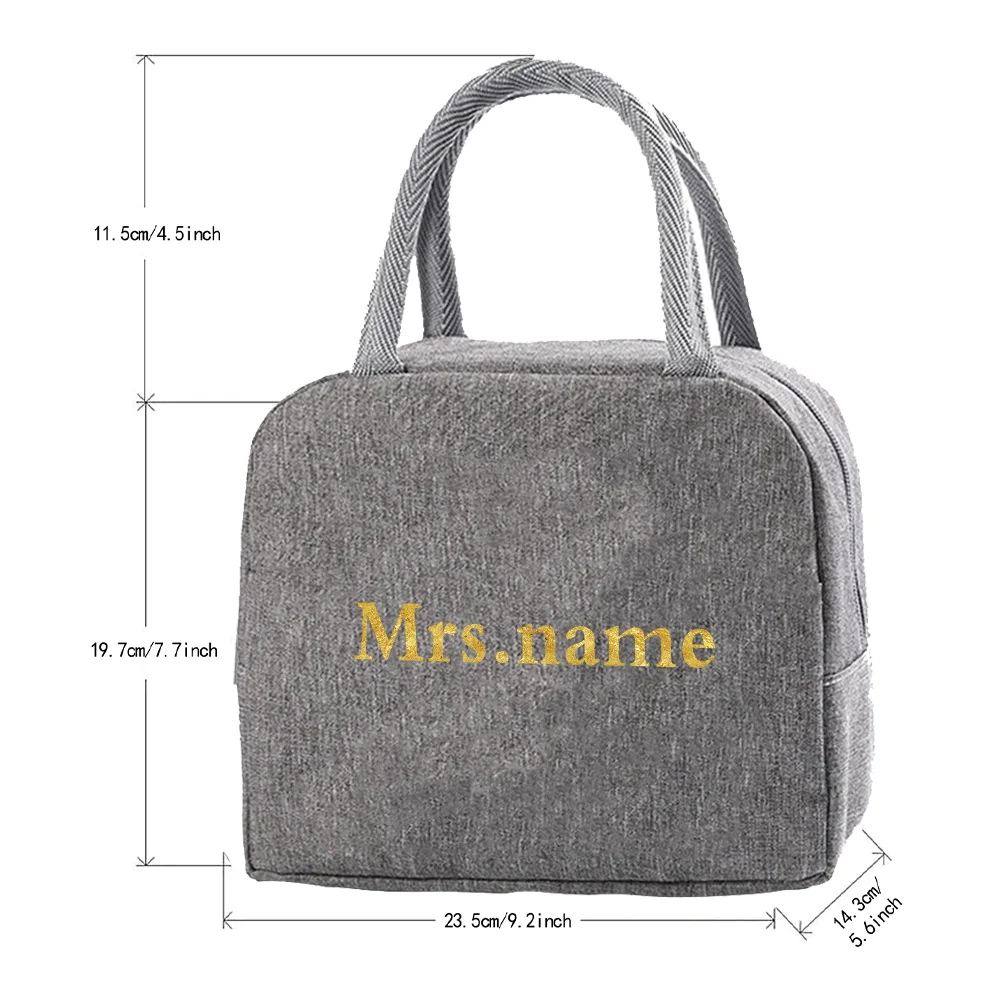 Personalized Customized Name Lunch Bag Picnic Food Pouch School Lunch Box Bags Simple Practical Handle Bag hand-held pack