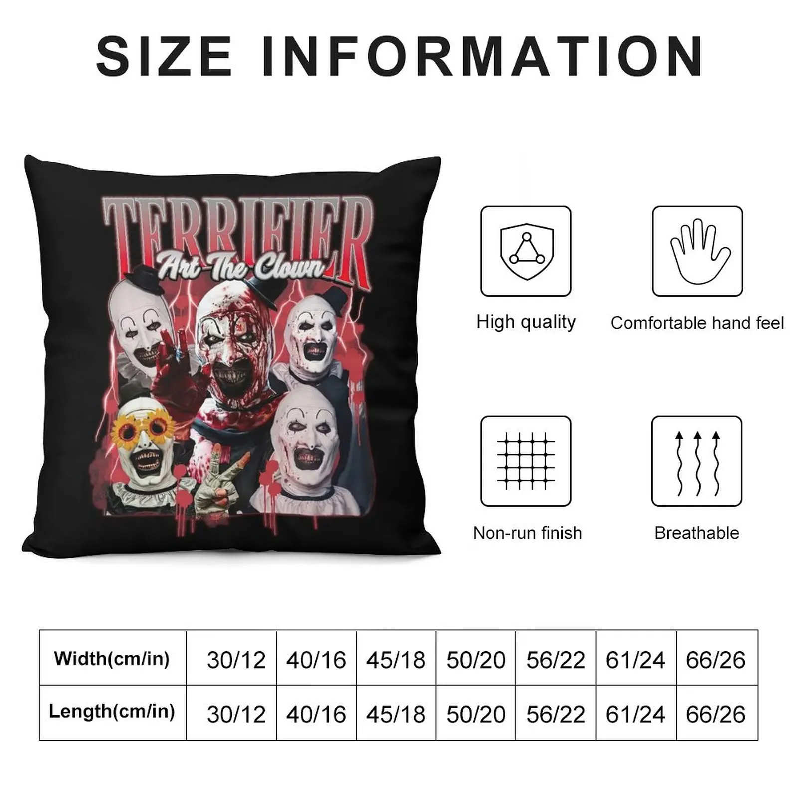 Terrifier Art The Clown Throw Pillow Luxury Pillow Cover Decorative Cushions For Luxury Sofa pillow