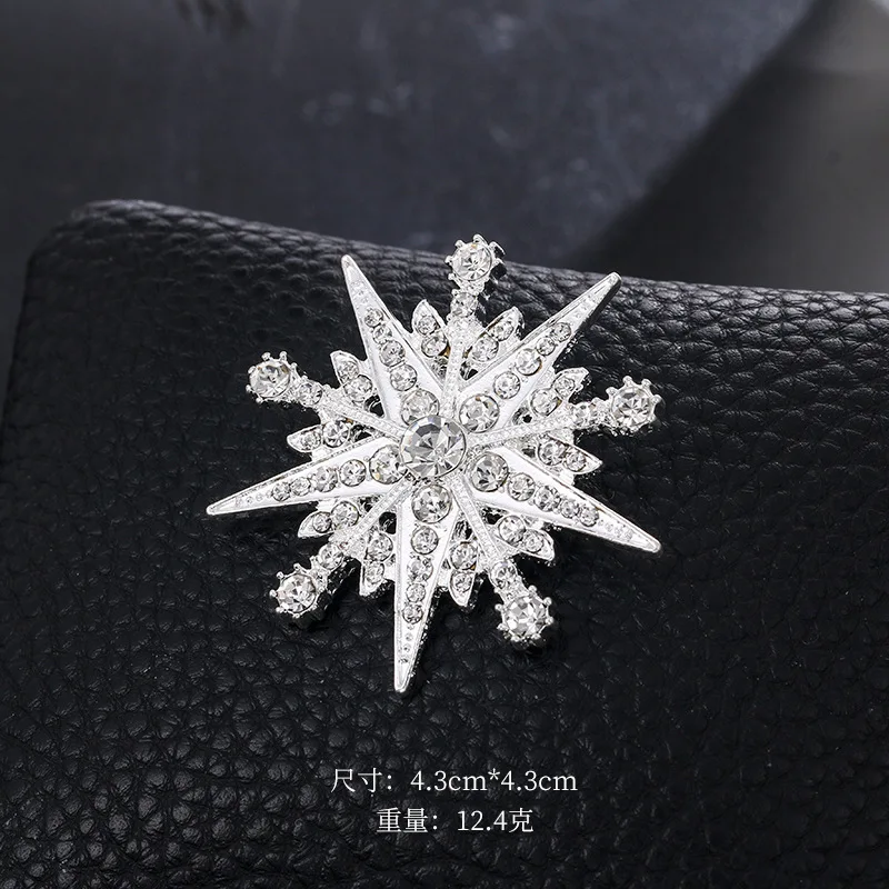 baiduqiandu Brand New Arrival Clear Crystal Rhinestones Starburst Brooches in Dark Silver Color Plated