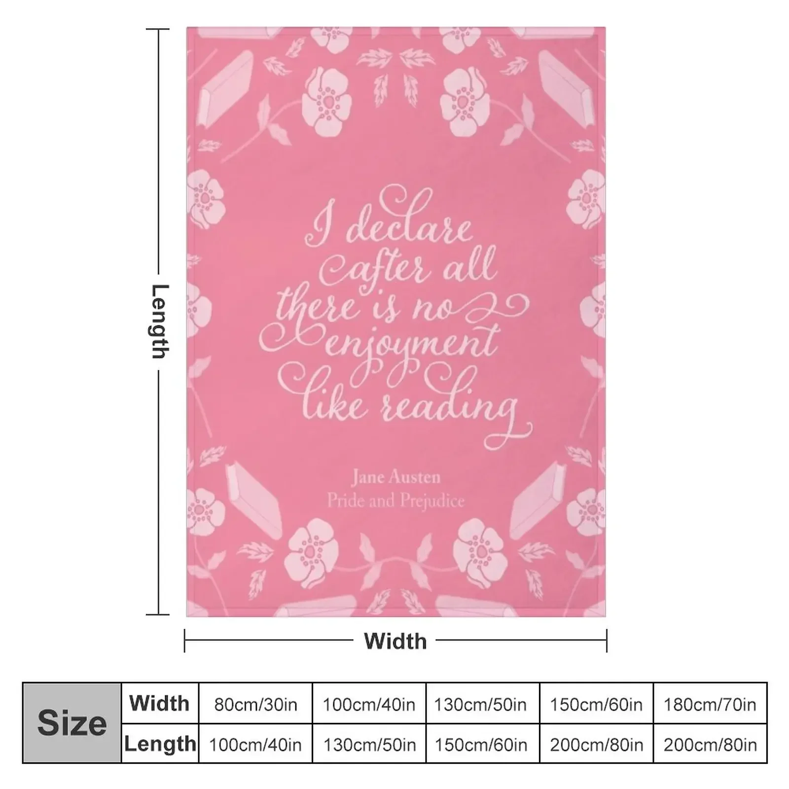 Jane Austen Pride and Prejudice Floral Bookish Quote Throw Blanket for winter Custom Sofa Blankets