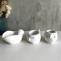 Animal Form Candle Cup Jar Silicone Mold Owl Fathead Fish Conch DIY Gypsum Aroma Cup Succulent Planter Cement Silicone Mold