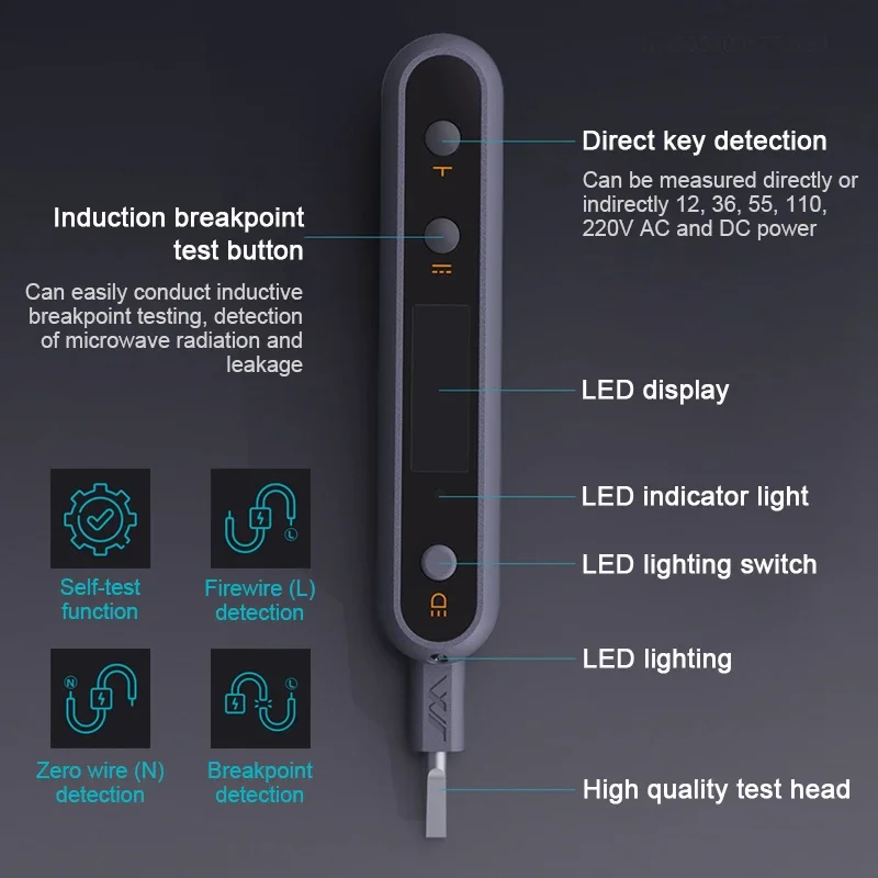 샤오미 JIMIHOME 디지털 전압 전류 감지기, 안전한 가정용 고정밀 라인 감지, 다기능 전기 테스트 펜