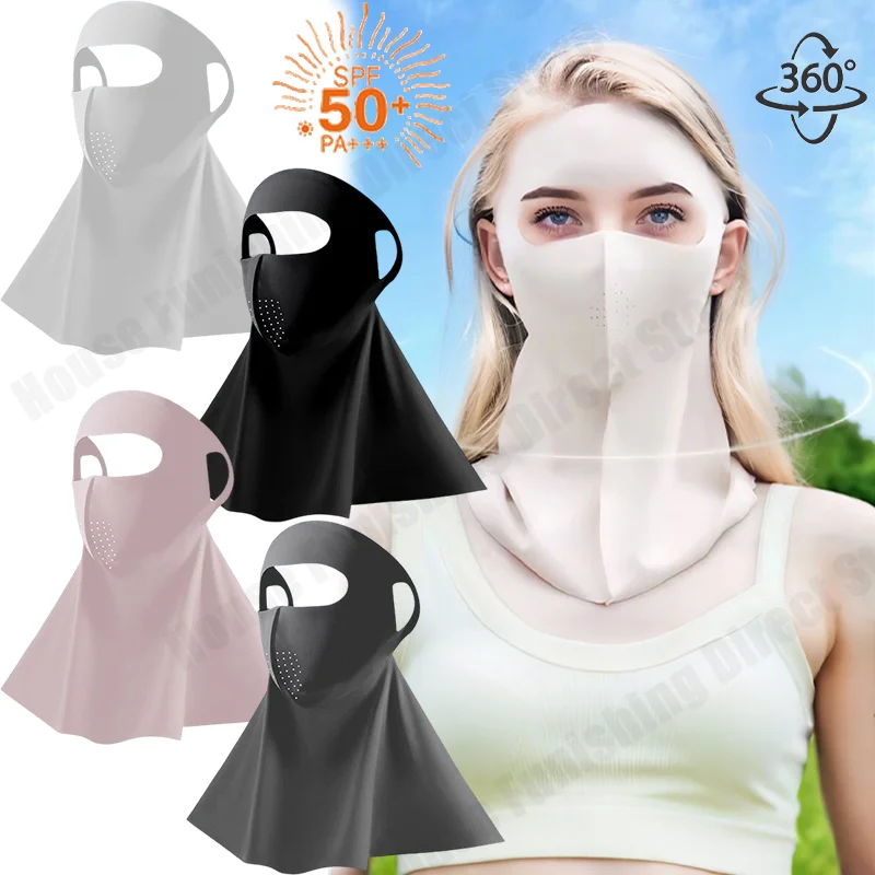 

Fashion Ice Silk Sun Protection Mask UPF50+ Full Face Anti-UV Neck Scarf 3D Neck Protection Sunshade Face Mask Summer