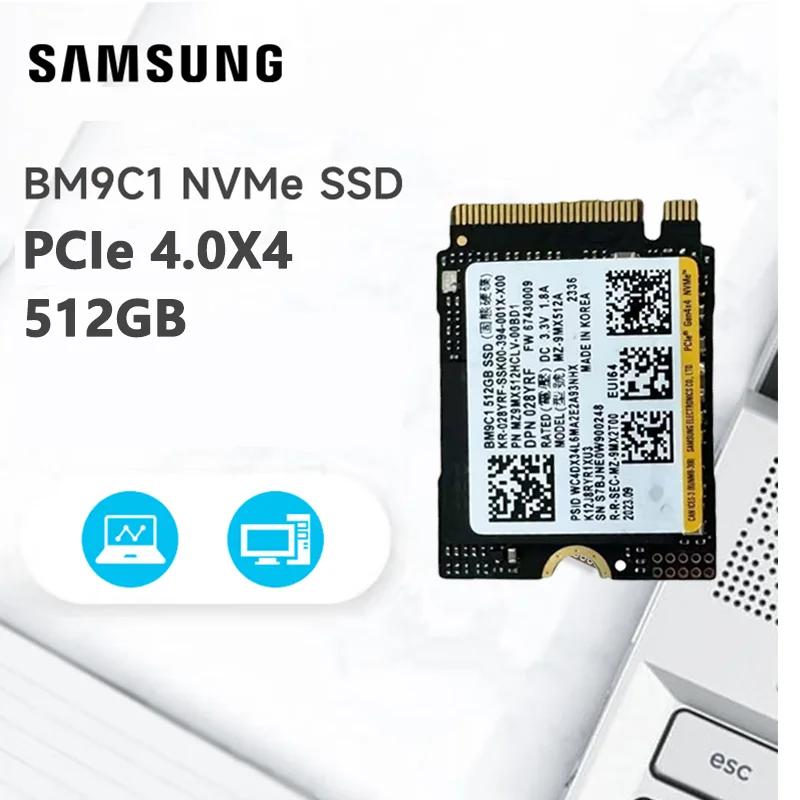 SAMSUNG-2230 SSD, PM991a, PM991, PM9B1M.2, 256, 30mm, NVMe PCIe, Gen3, x4, TLC, BM9C1, 2230 Go