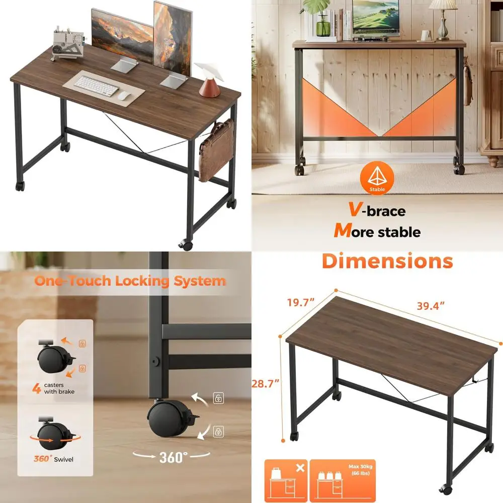 

Компактный игровой стол на колесиках для домашнего офиса и учебы, стол в современном стиле для небольших помещений