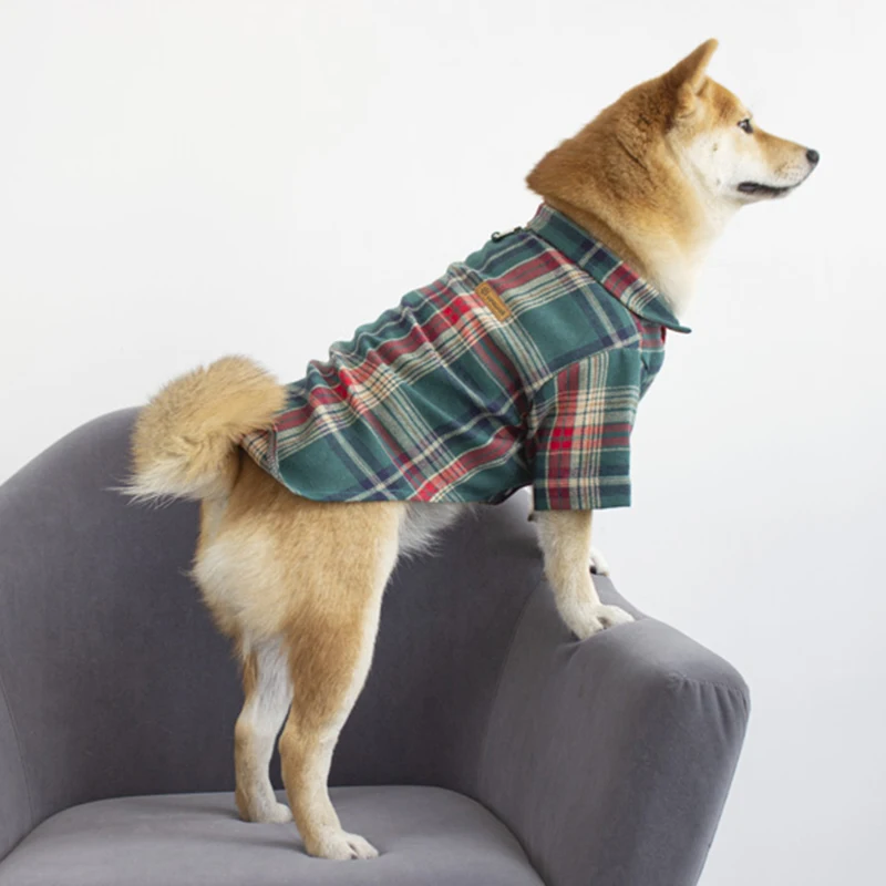 British Style Cat Dog Shirt Spring Summer Pet Clothes with D-ring for Small Dogs Cats Shiba Inu Corgi Puppy Clothing Outfits