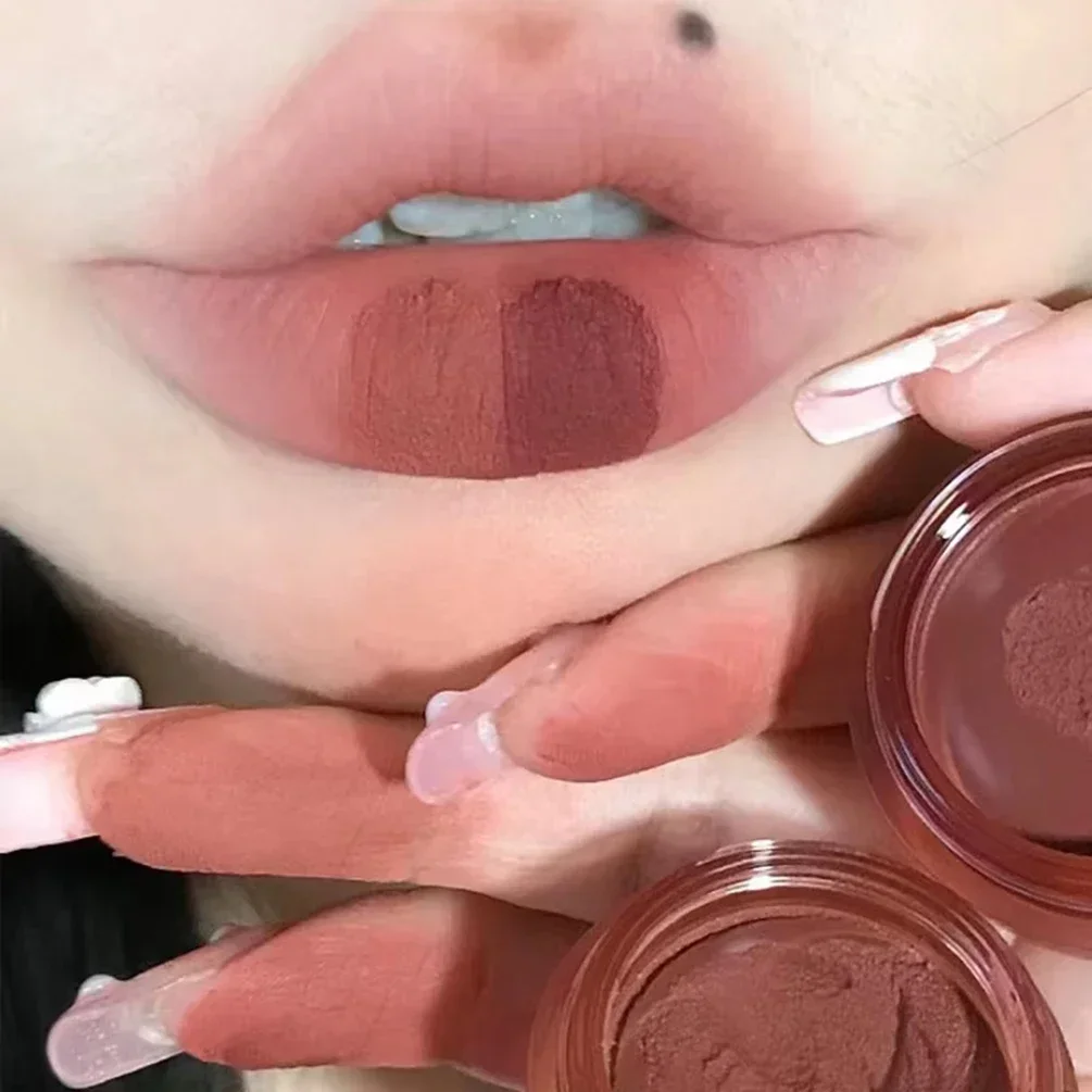 Private Label 6-color Lip Mud Custom Logo Waterproof Long-lasting Matte Pigment Non-stick Nude Makeup Wholesale Small Round Jar