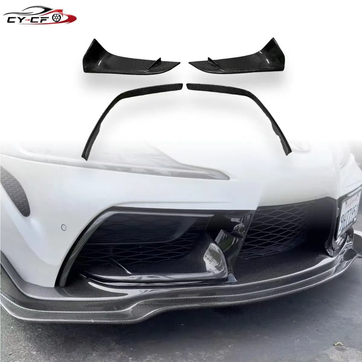 Carbon Fiber Fron Bumper Air Vent Cover Canards Spoiler Splitter Fins Winglet Car Bodykit For Toyota GR Supra A90 A91 MK5 2019+