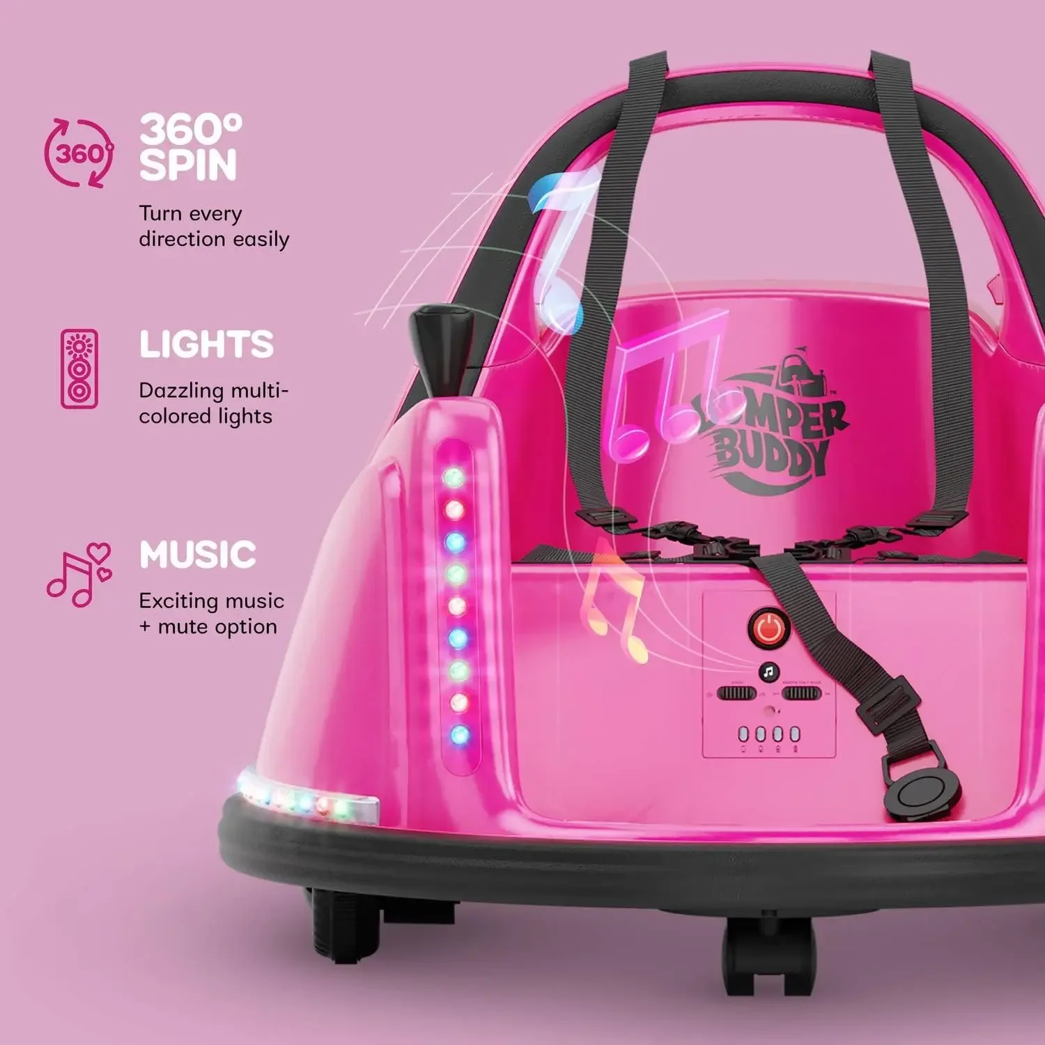 Ride On Electric Bumper Car for Kids & Toddlers, 12V 2-Speed, Ages 1 2 3 4 5 Year Old Girls - Remote Control, Baby Girl Riding