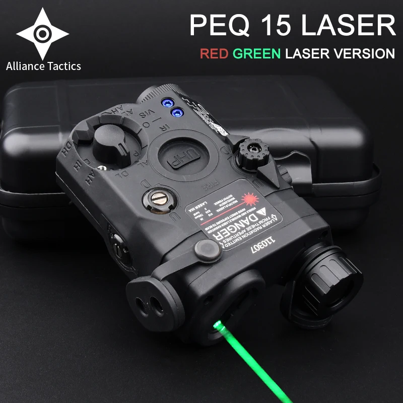 

PEQ-15 Tatical Red Green Dot Dual Beam Laser Sight AN No Light IR Fit 20mm Picatinny Rail UHP Airsoft Weapon Hunting Indicator