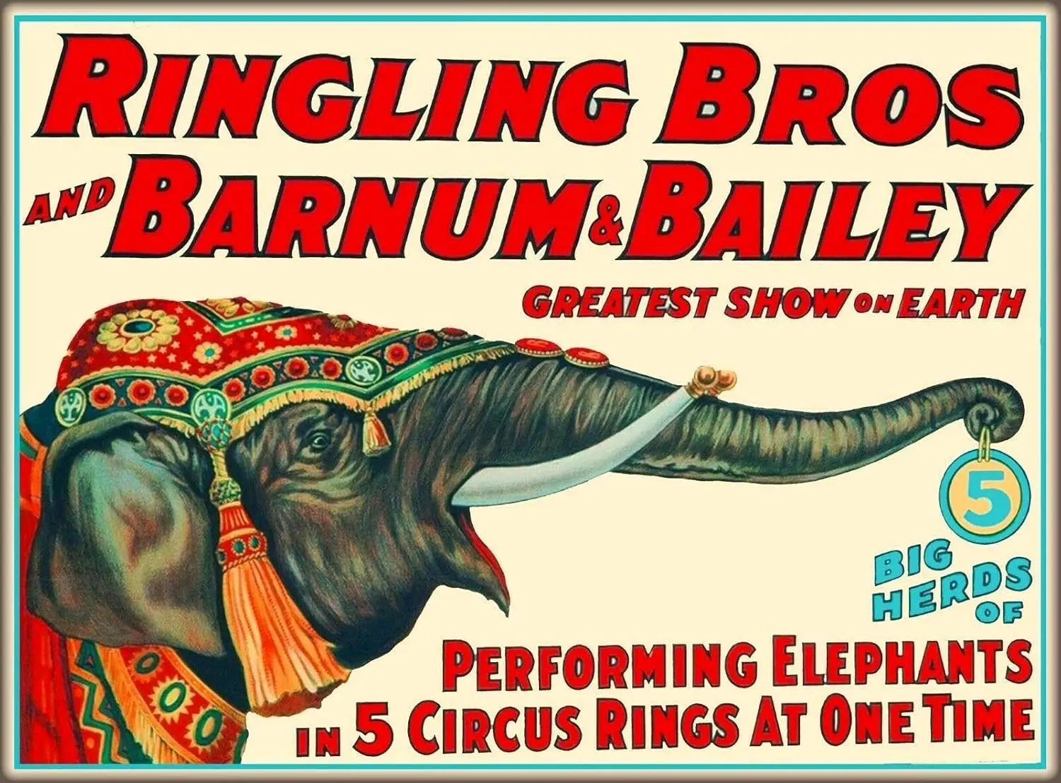 

Металлическая настенная табличка TYmall: Винтажный цирковой слон Ringling Brothers Barnum Bailey, декор для дома и путешествий, жестяные вывески