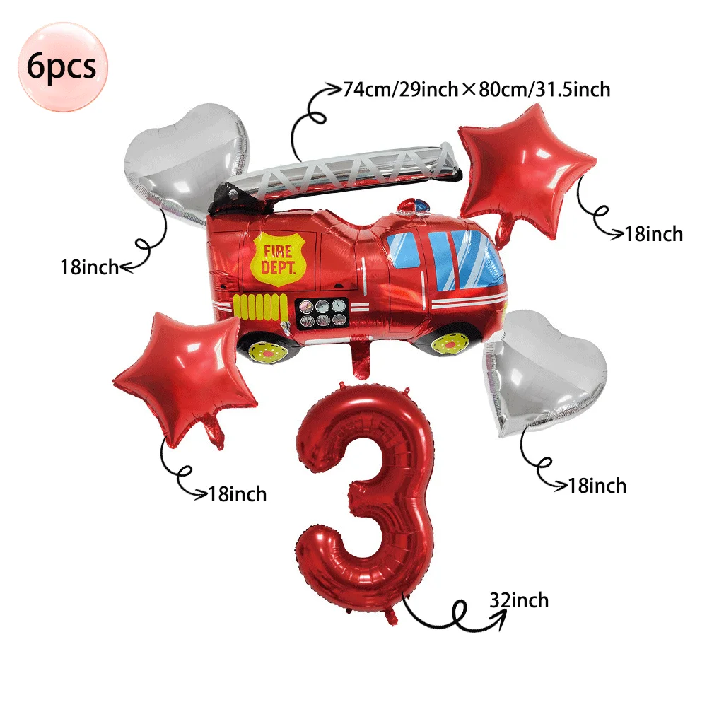 Feuerwehr-Motto Geburtstagsdeko Tischgeschirr Teller Becher Servietten Ballons Banner für Jungen Feuerwehrmann Partyzubehör – Detail 19