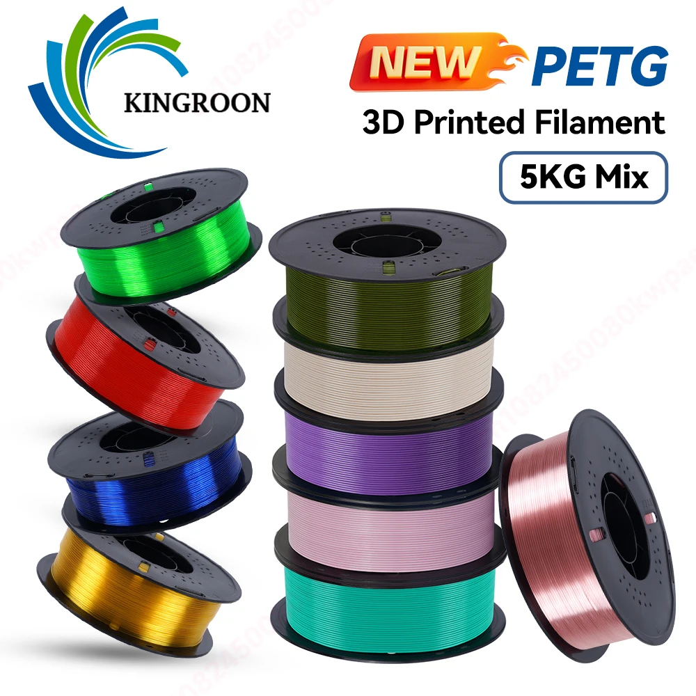 KINGROON 22LBS PETG filament 3D Printer Filament 5/10 Rolls 1KG Eco-Friendly Good Toughness 3D Printing Material For FDM 3dprinter