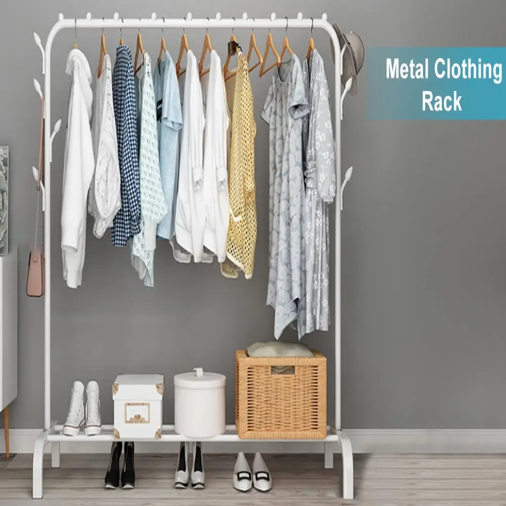 2 Colors Clothing Storage Shelf Bottom Shelf Design Freestanding Drying Rack Durable Shoes Clothes Laundry Drying Rack for Home