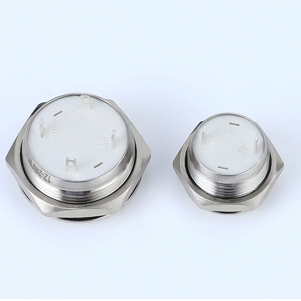 16/19/22/25/30 mm Custom Pattern DIY Waterproof Led Light Momentary Pressure Push Button Switch  Self Reset Symbol 5v 24v 220v