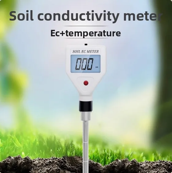 A22I EC Detektor Penganalisis Tanah -Uji Konduktivitas Penanaman Pot EC Meter Detektor Pertanian Bunga dan Tanaman -Putih