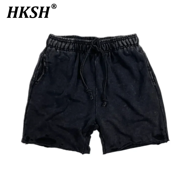 HKSH Summer Men's Original Design Cotton Punk Tide Shorts Women Looped Distressed Vintage Cut Scratched Trend Chic Capris HK1577