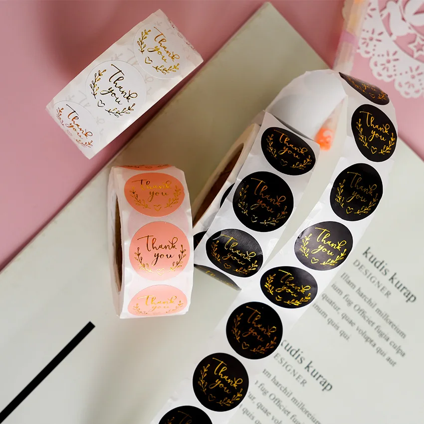 120 Stück/Rolle Rechteckige Kraftpapier Vintage Dankeschön-Aufkleber DIY Geschenkverpackungsdekoration für Handgemachte Geschenke Geschäftsetiketten – Detail 3
