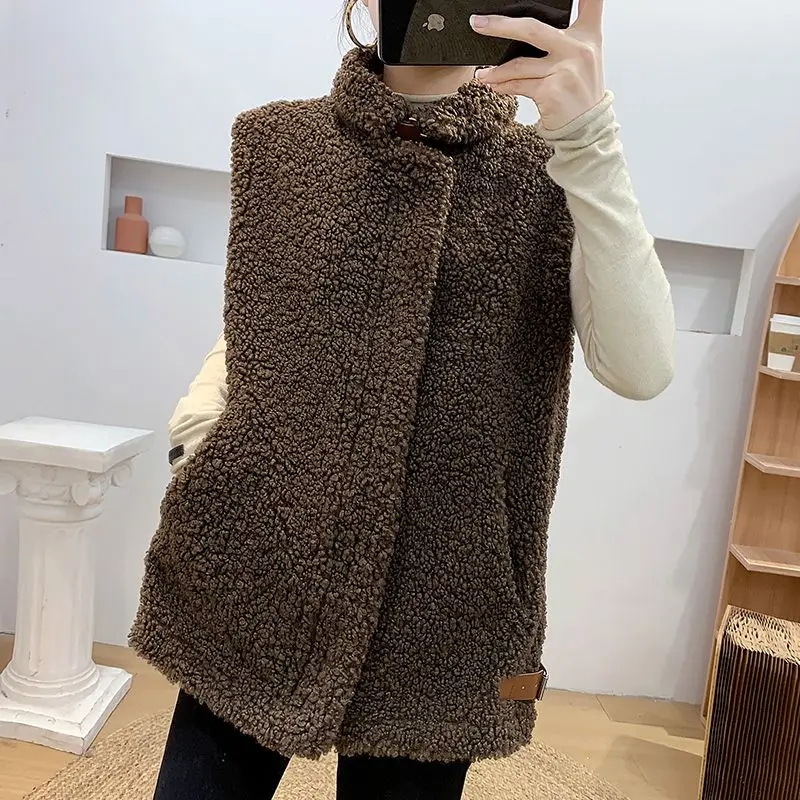 سترات فضفاضة للنساء سترات شتوية بدون أكمام موضة كورية دافئة مريحة ملابس مناسبة للمراهقين تصميم رائع #2