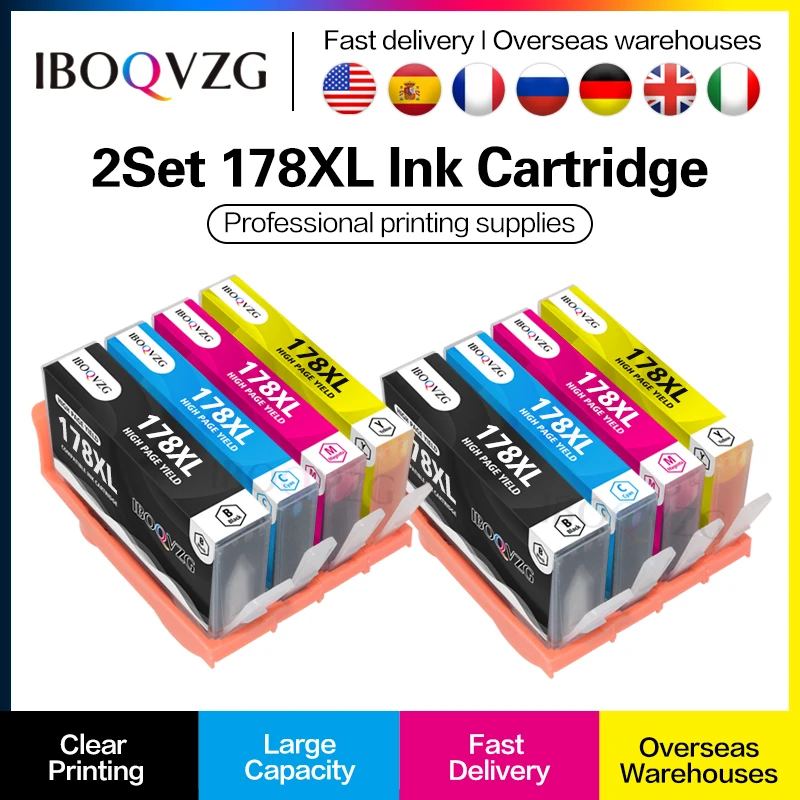 

8PK Ink Cartridge For HP 178 For HP178 178XL Photosmart 5510 5515 6510 7510 B109a B109n B110a Printer Cartridges