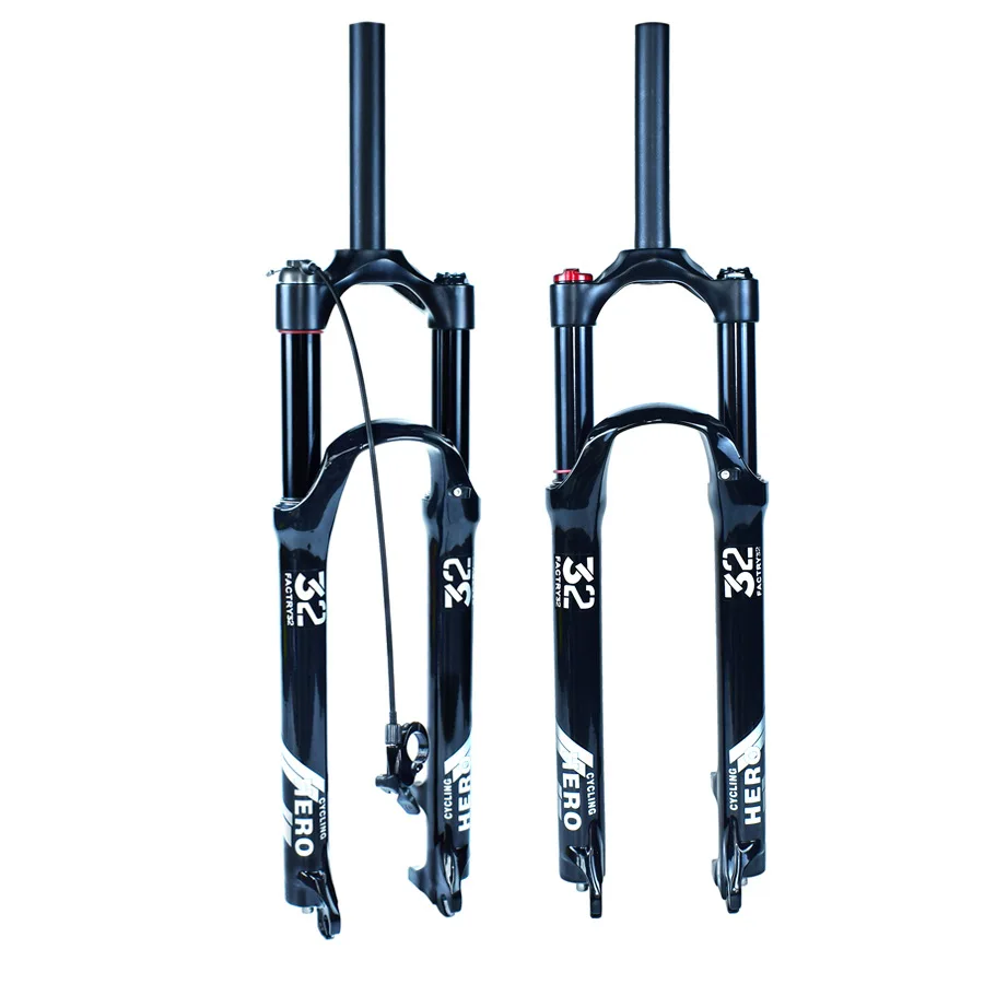 

Mountain bike air suspension 140mm travel magnesium alloy black glossy fork 26 27.5 29 inch straight tapered tube shock absorber