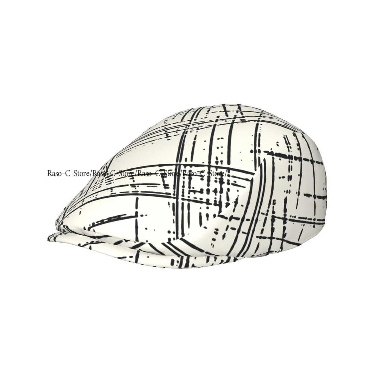 Abstract Monochrome Checked Motif Men Women Newsboy Cap Classic Forward Hat Ivy Flat Cap Daily Hat