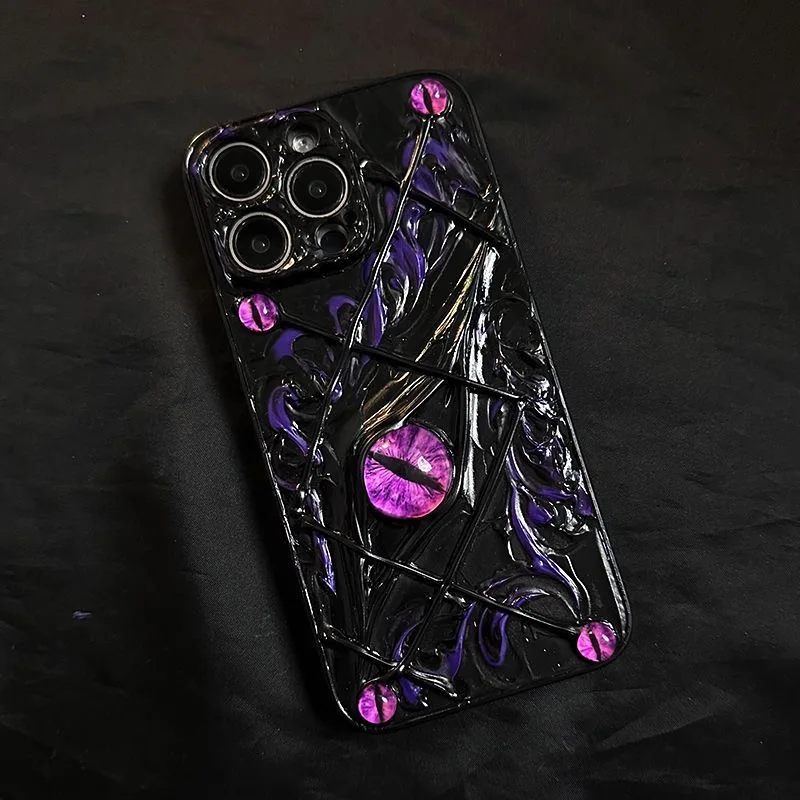 

Роскошный мягкий защитный чехол Demon 3D Devil Eye для iPhone 17, 16, 15, 13, 12, 11, 14 Pro Max XS XR 16 Plus 17 Air X Hard Coque
