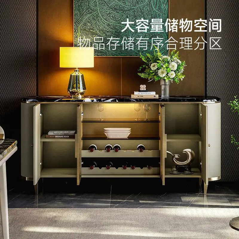 خزانة جانبية لتناول الطعام فاخرة وخفيفة الوزن، وتخزين جدار غرفة المعيشة، وكابينة النبيذ البسيطة الحديثة الراقية #4