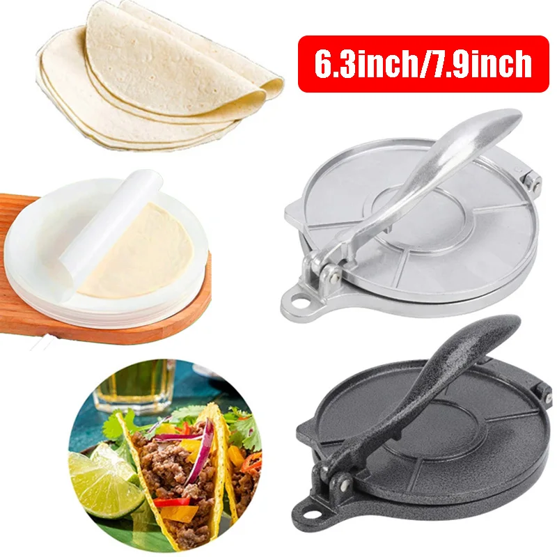 Customizable Tortilla Press 6.3/7.9 Inch Heavy Duty Aluminum Pancake Machine Flour Tortilla Dough Press Homemade Pancakes