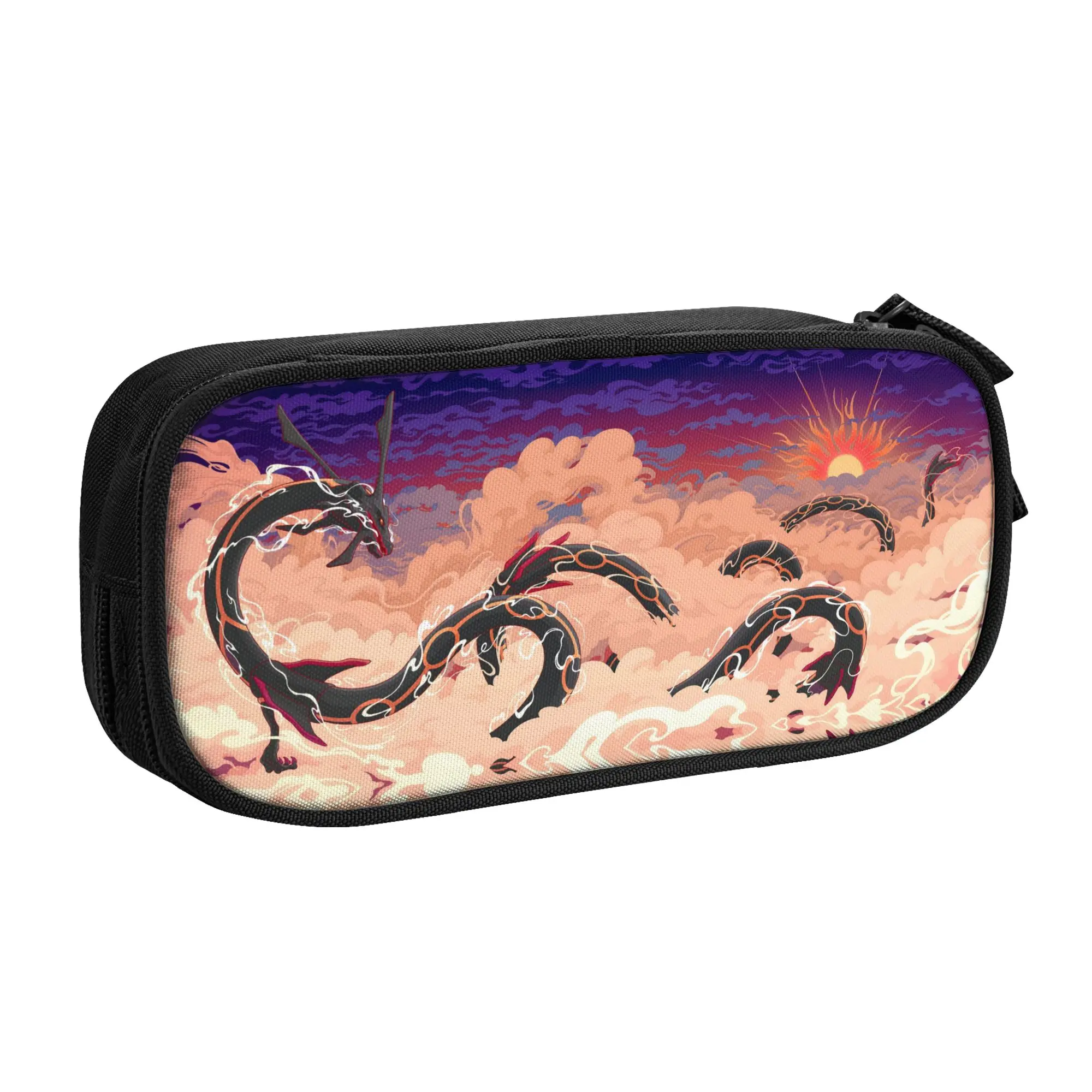 Large Capacity Bags For Child Cartoon Rayquaza Cloud Sunrise Print Pokemon Theme School Pencil Bag For Boys Gilrs Kids