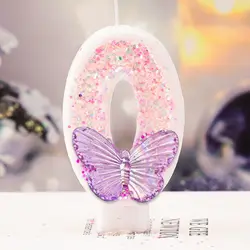 1 stks Gelukkige Verjaardag Vlinder Taart Kaars Kleuren Cake Topper Decor Digitale Kaarsen Bruiloft Verjaardagsfeestje Kind DIY Accessoires