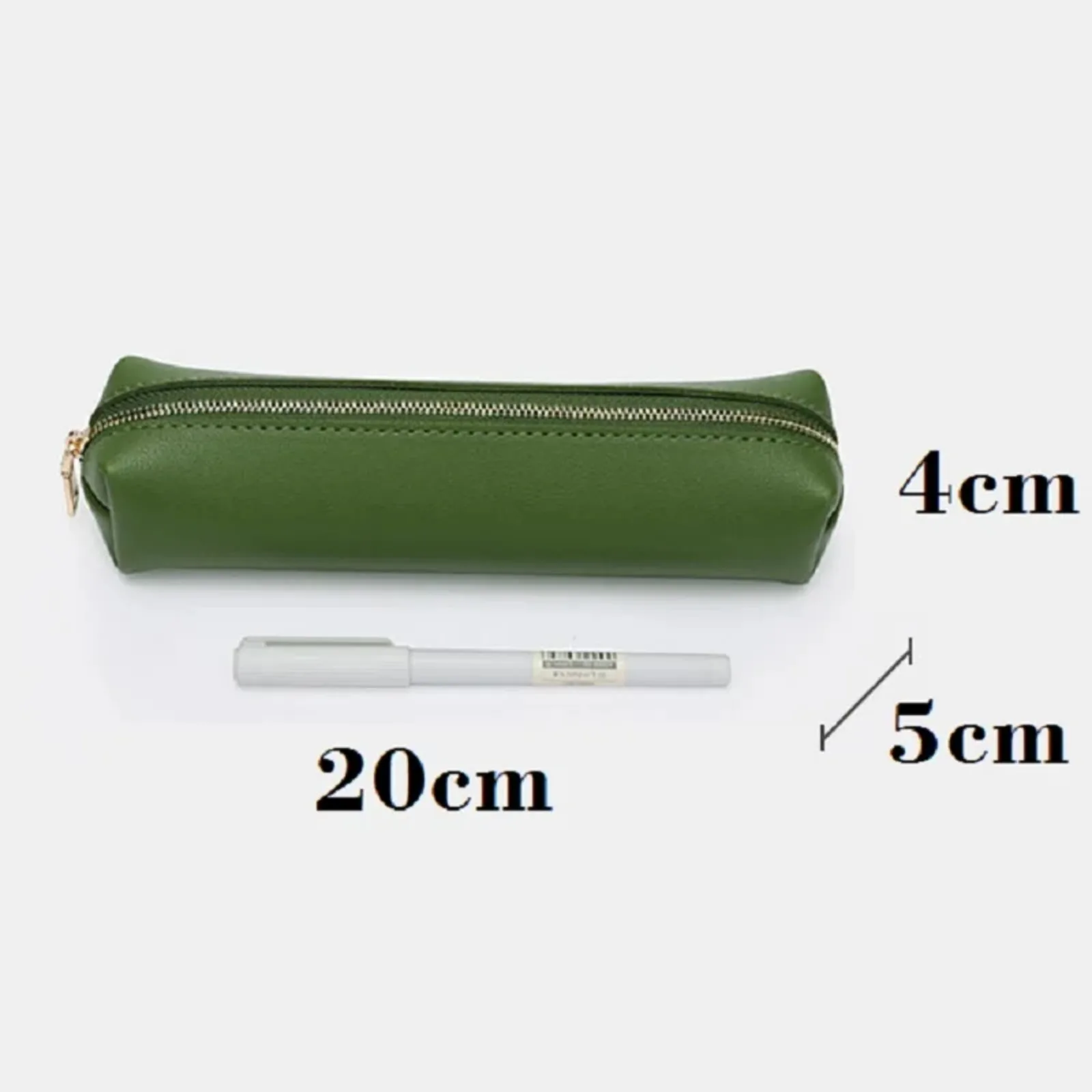 Imagem -05 - Bolsa para Caneta Lápis com Zíper de Couro pu Unidade Bolsa Pequena para Cosméticos de Maquiagem para Viagem Verde Vintage