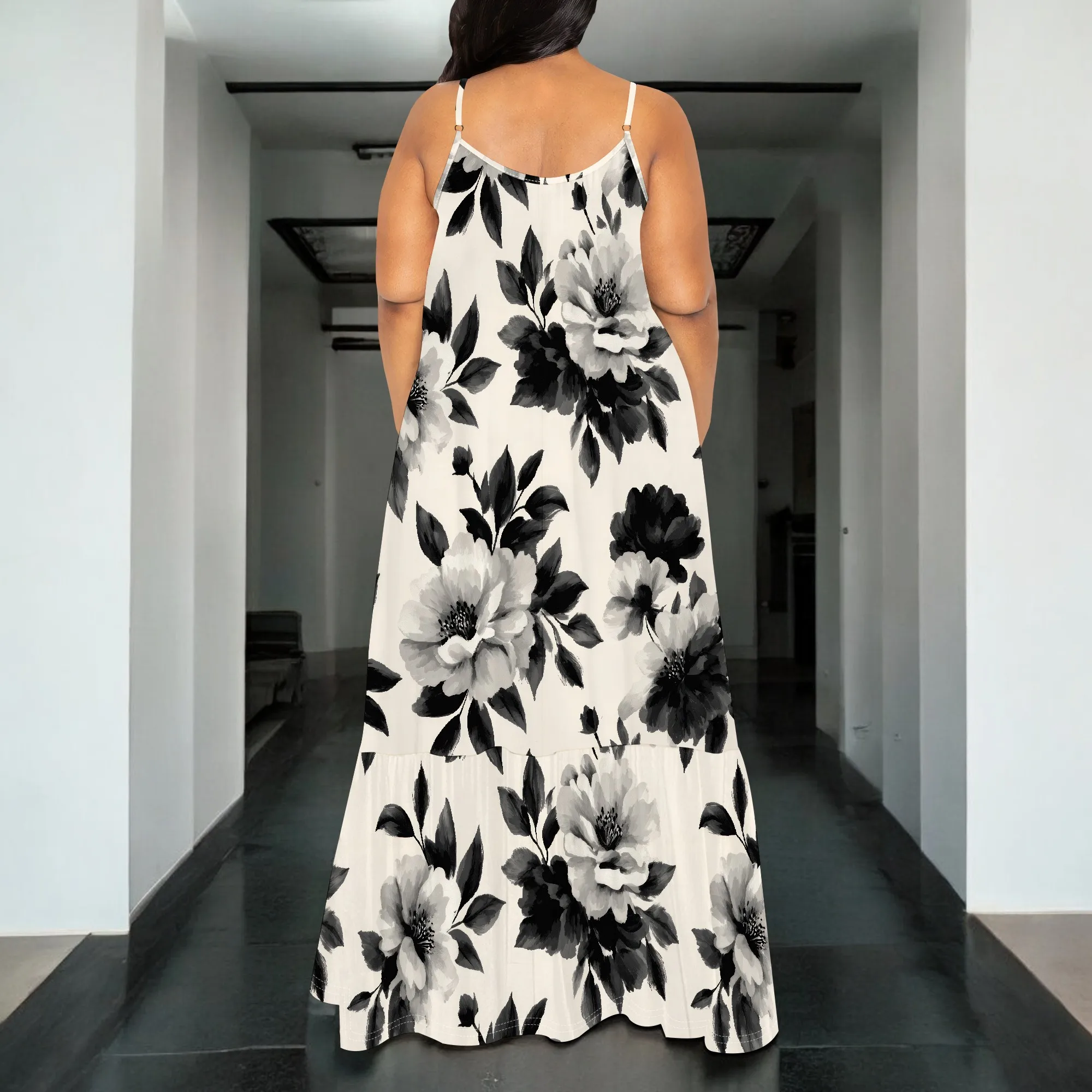 ผู้หญิงฤดูร้อน Maxi ชุดเดรสลําลองชายหาดสปาเก็ตตี้ชุดยาว Sundresses