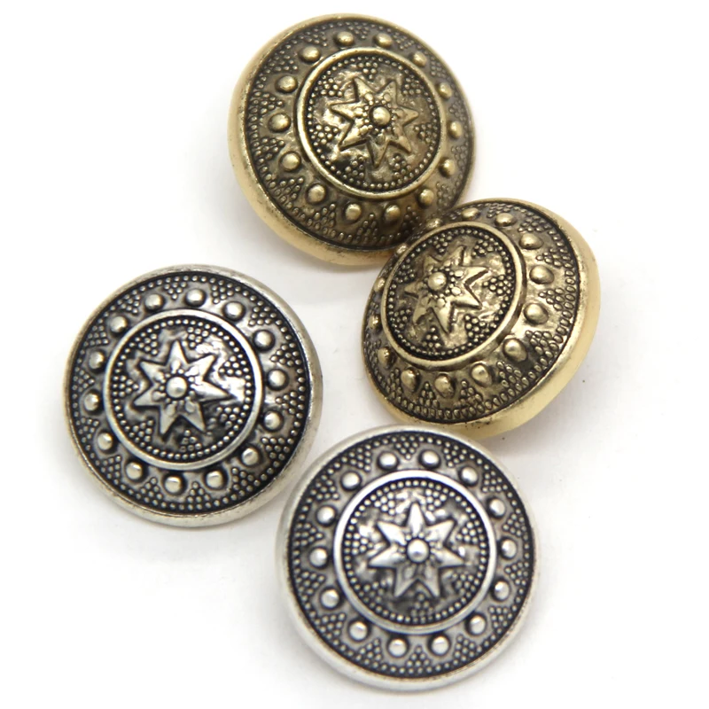 HENGC 15/20mm Retro Flower Carved Bronze Zinc Alloy Buttons For Clothes Luxury Coat Suit Sweaters Handmade Decorations DIY Craft