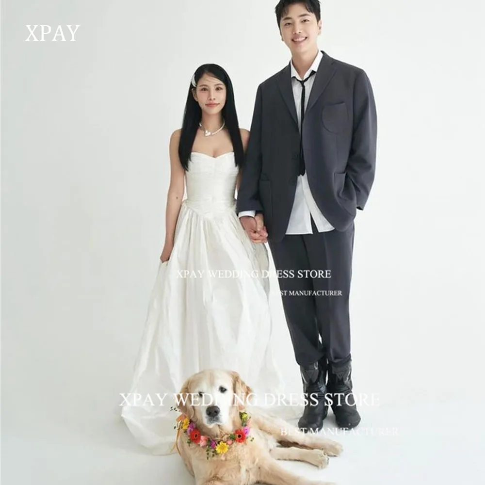 

XPAY Sweetheart Pleats Korea Wedding Dresses 웨딩드레스 Draped Sleeveless Wedding Party Photos Shoot Corset Custom Size Bridal Gowns