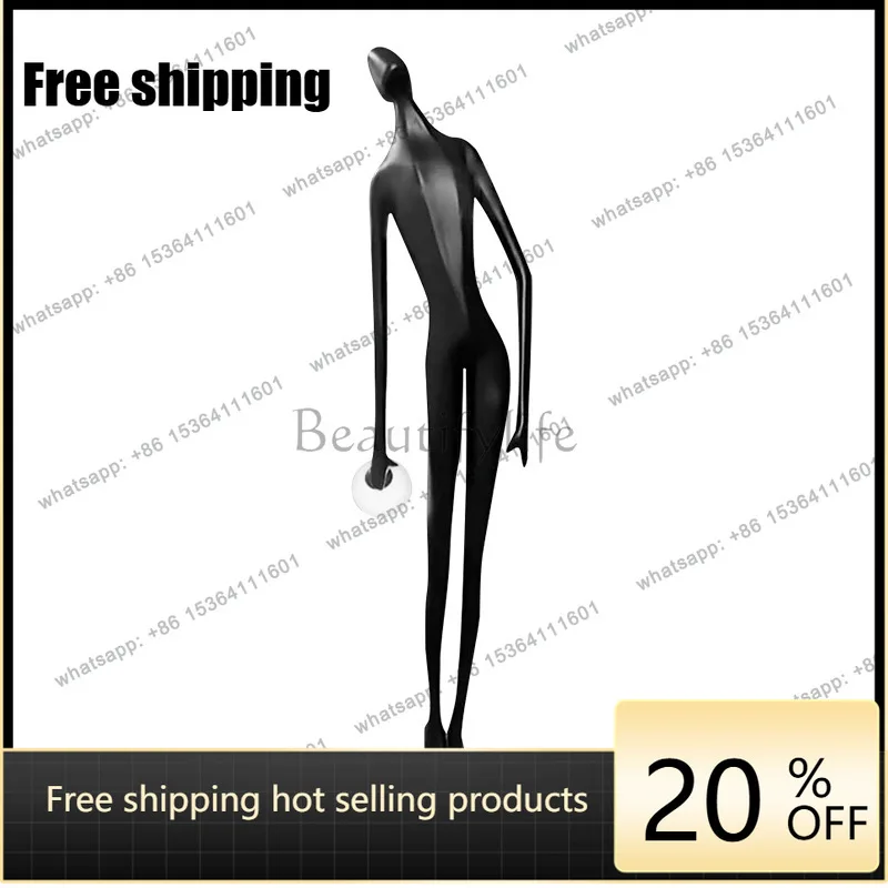 LS  ball-holding humanoid sculpture floor-to-ceiling art large ornament sales office staircase decoration with personality