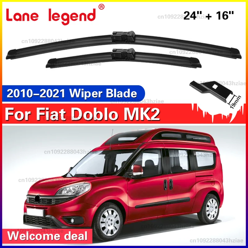 Limpiaparabrisas delantero LHD para Fiat Doblò Doblo 2 Cargo 263 2010 - 2021, cepillos para ventana de parabrisas de 24 ''+ 16''