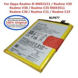 High Quality 5000mAh Original BLP877 Battery For OPPO Realme 8i RMX3151 V20 V30 C30 C31 C33 C35 RMX3511 Phone Battery Bateria