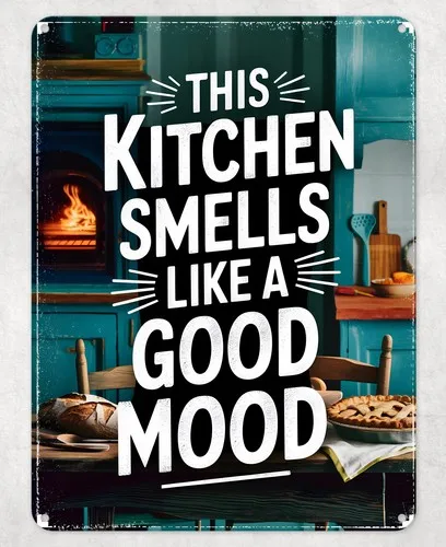 Kitchen Smell Good Mood Metal Poster Wall Tin Sign Man Cave Shed Home Plaque --Tin Sign