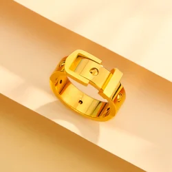 1 Piece Luxury Fashion Jewelry Belts Buckle Rings For Men Women Gold Color Geometric Stainless Steel Couple Love Finger bijoux
