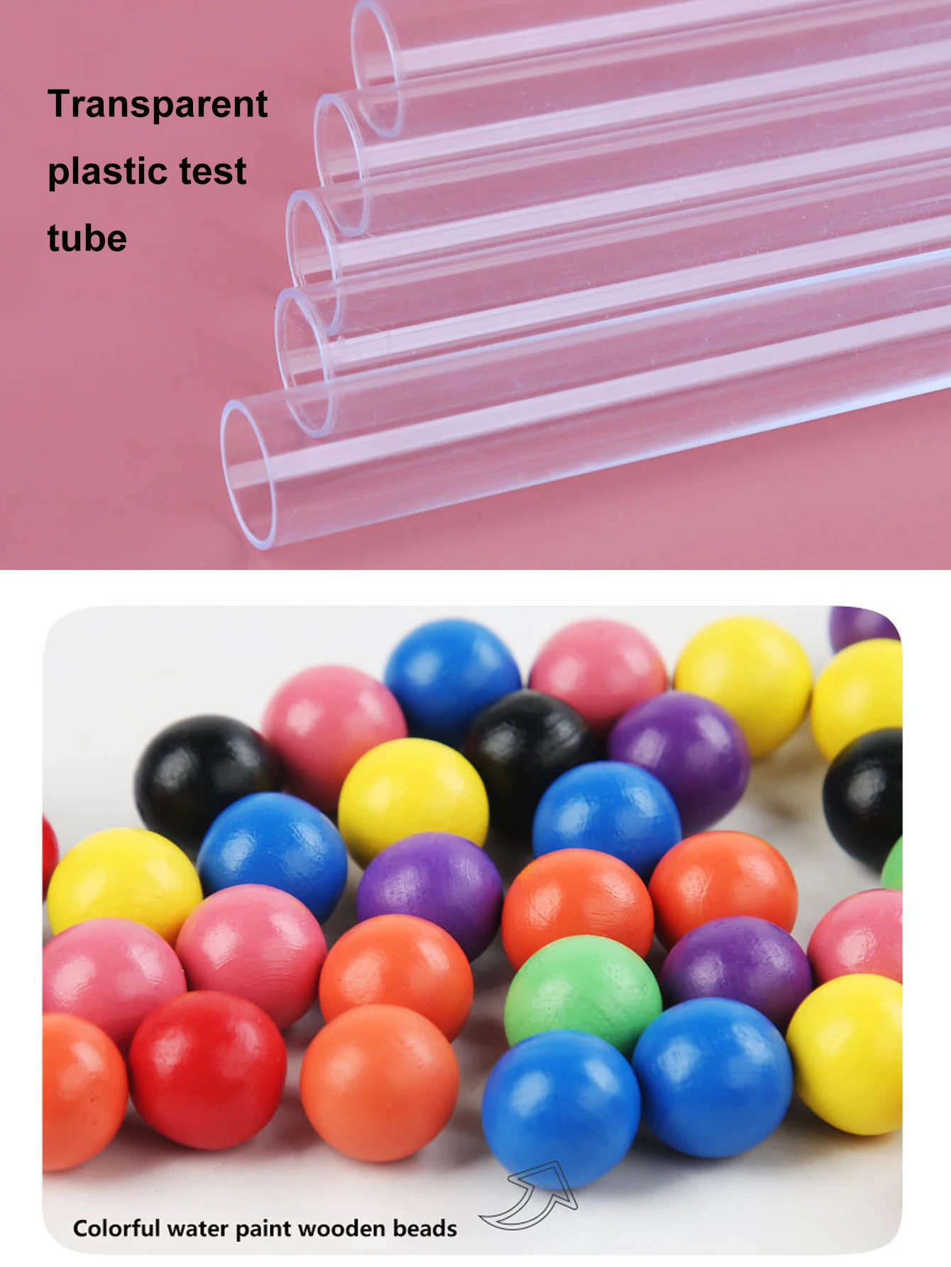 Clip Holzperlen Reagenzglas Spielzeug, Farbsortierspiel, Perlen zählen Feinmotorik Montessori Spielzeug für Kinder, Geschenk für Kinder – Detail 6