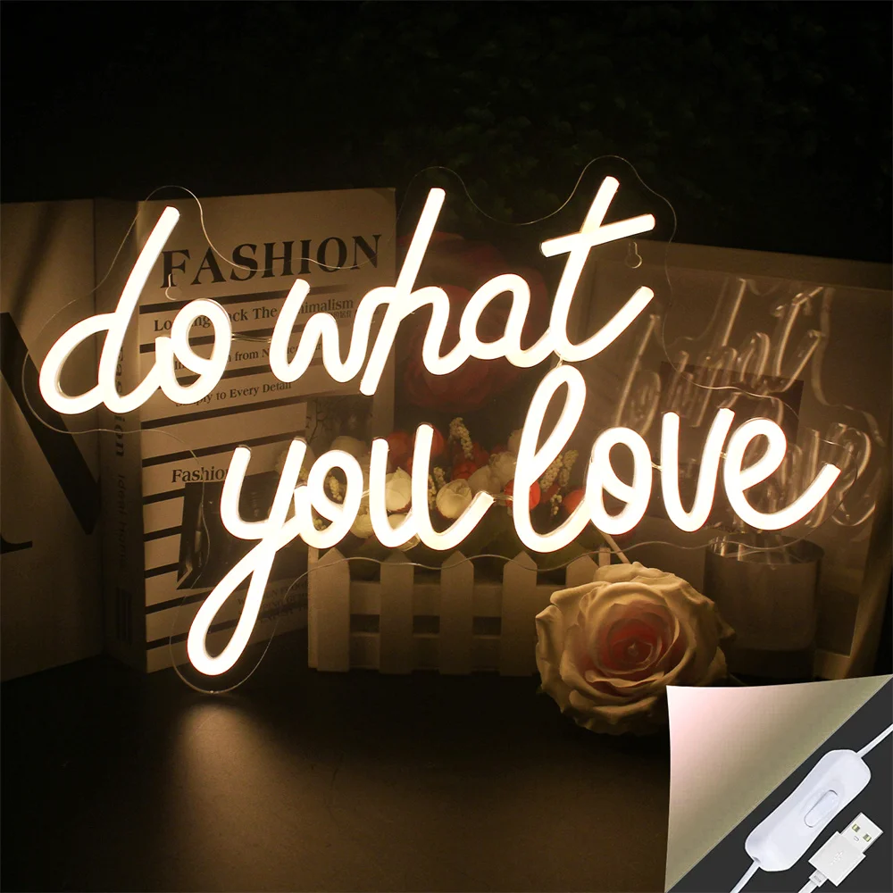 

Do What You Love Neon Sign Warm White Neon Wall Decor for Wedding Engagement Valentines Day Birthday Party Aesthetic Room Decor