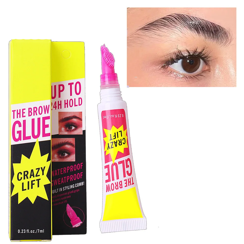 7ml Private Label Brow Gel Custom Logo Waterproof Sweat-Resistant Long-Lasting Eyebrow Glue with Brush Makeup Wholesale Vegan