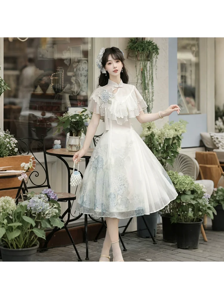 

New Embroidered Ball Message Lolita Short Sleeved Elegant Daily Lolita Dress Summer Sweet Princess Party Dress